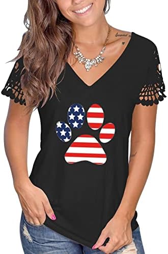 Ženska četvrta srpnja Majica Američki zastava Suncokreti Ispis Tees Vrhovi izdubite majice za