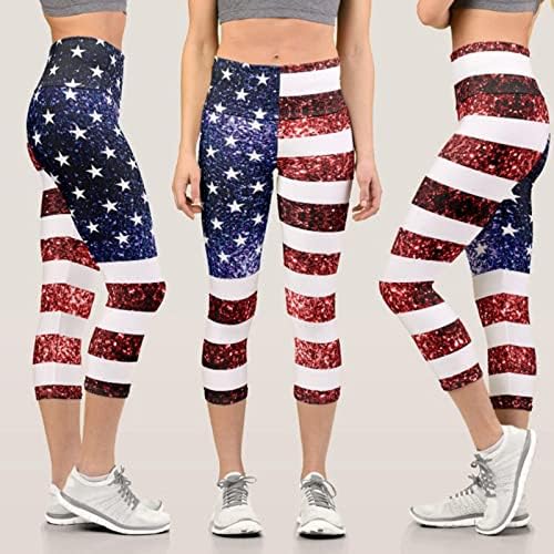 Custom USA Pilates Tajice obrezana zastava Skinny Ispiši za yoga Žene Patriotske hlače Pantalone Američka joga