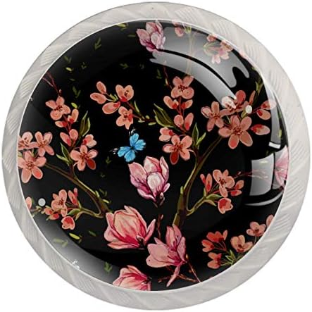 Idealiy leptiri tropsko Japansko cvijeće magnolija cvijeće ladica za vrata pull Handle dekoracija namještaja za kuhinjski ormar toaletni sto