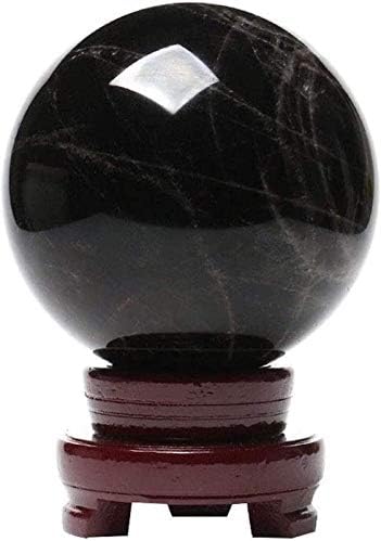 Huangxing - Uredski stol Feng Shui Dekoracija Kristalna lopta sa štandom Prirodna obsidijanska kristalna kugla crna puknuta kristalno staklena kugla u uredu Lucky Ball Feng Shui poklon ukras sa kristalnom loptom sa