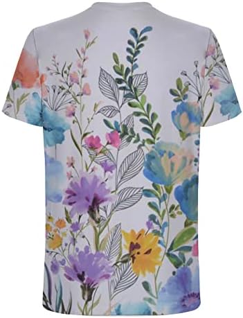 Žene Svi cvjetni vrhovi tiska Vintage Summer Casual majica kratki rukav labav tunik Teers Boho