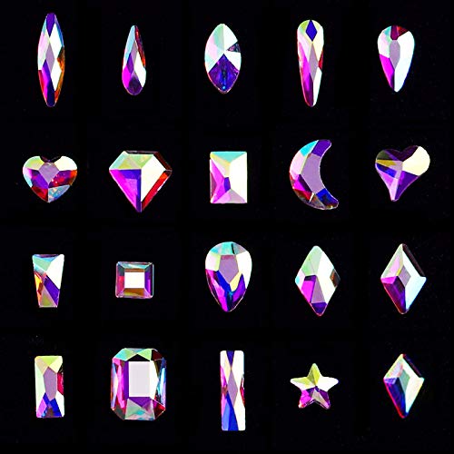 Yzzseven 2000 kom Mix 20 stilova Flatback kristali Rhinestone 3d ukrasi Flat Back Stones Gems Set +pinceta +