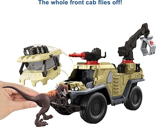 Jurassic World Toys Dominion Capture & Crush kamion sa Velociraptor, igračka vozila sa Tranq Shooter, dizalica