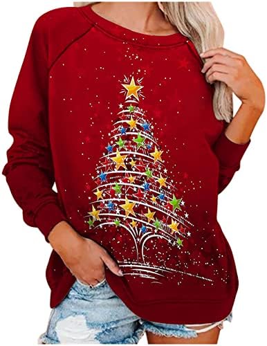 Ženska kralježnica duksela moda 2023 Novogodišnji božićni džemper s dugim rukavima svijetli slatki pulover bluza