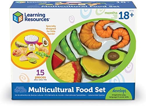 Resursi za učenje New Sprouts multikulturalni Set hrane za igru - 15 komada, uzrast 18 + mjeseci pretvarajte se