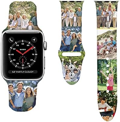 Prilagođeni trake za Apple satove - personalizirani trake za sat sa slikom, 38 mm 40mm 42mm 44mm Mekani silikonski dvostruki kopča za satovi za satovi za muškarce Žene za serije 8/7/6/5/4/3/2/1