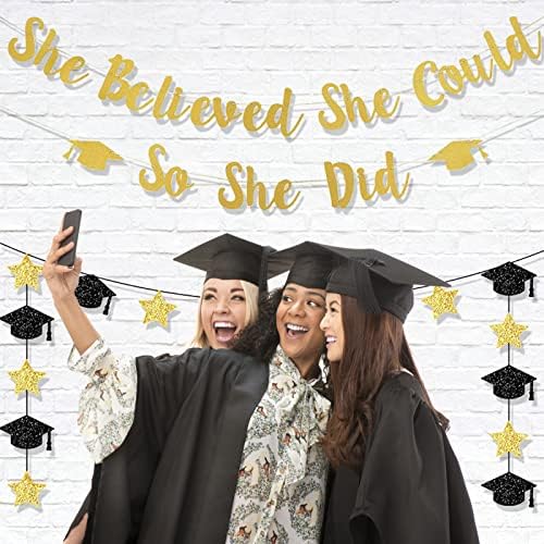 NOVBAUB Vjerovala je da može tako da je uradila banner 2023 Glitter Garland Banner Dekoracije za djevojke College