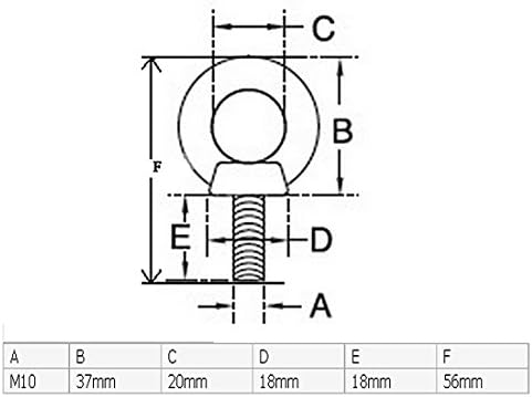 Aexit Metal Machinery Lanac i konopci za podizanje vijaka za podizanje ramena M10x18mm Žičani užad klipovi navoj