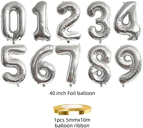 ESHILP 40 inčni broj balon balona broj 47 Jumbo divovski balon broj 47 Balon za 47. rođendan ukras za rođendan Glutnici za vjenčanje, srebro 47 Broj balona