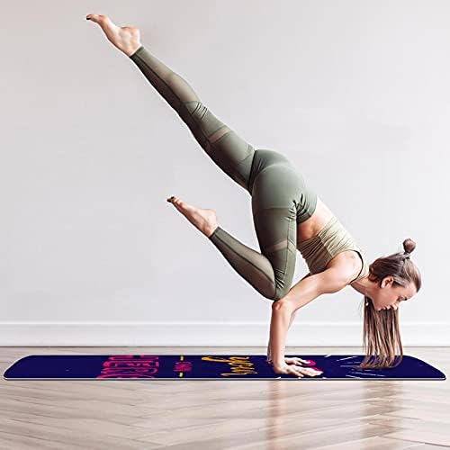 Debela neklizajuća Vježba & amp; fitnes 1/4 prostirka za jogu sa ljubičastom budite vaš dug Hero Print za