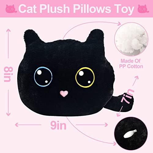 Etomiel crna mačka plišana igračka Crni mačji jastuk, crne mačke plišane životinje mačka plišana,