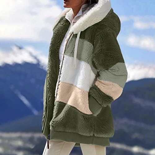 Zimski kaputi za žene 2022 topla lagana flis plišana jakna sa kapuljačom sa patentnim zatvaračem udobni vuneni kaputi sa džepovima