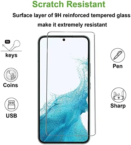 Zaštita ekrana od kaljenog stakla za Samsung Galaxy S22 5G 6,1 inča [2 pakovanja] sa zaštitom sočiva kamere