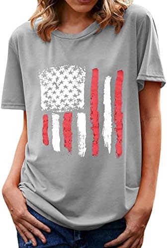 Četvrti jul Outfit Žene USA Zastava za zastavu Neovisnosne košulje Kratki rukav Crewneck Ljetni odmor Bluze