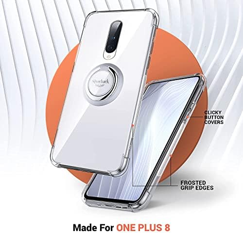 Silverback OnePlus 8 case Clear sa prstenastim postoljem, zaštitni Meki TPU branik koji apsorbira udarce otporna na udarce futrola za telefon OnePlus 8-Clear [nije kompatibilno sa Verizon uw verzijom]