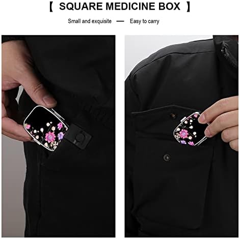 Kutija za pilule akvarel cvijeće kvadratnog oblika futrola za tablete za lijekove Prijenosna