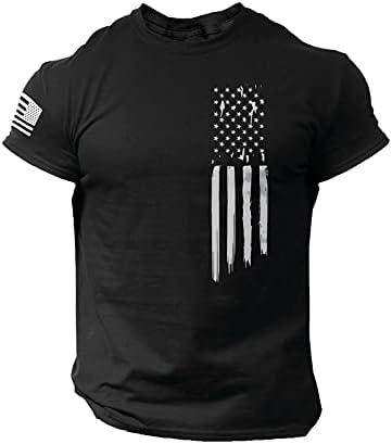 Muška štampana Retro majica majica Vintage grafički američka zastava uznemirena o vrat šareni kratki rukavi tanka bluza