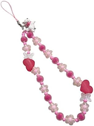 Amajlije za mobilni telefon Pink Lanyard narukvica slatka ručno rađena mašna leptir cvjetna Perla protiv izgubljenih