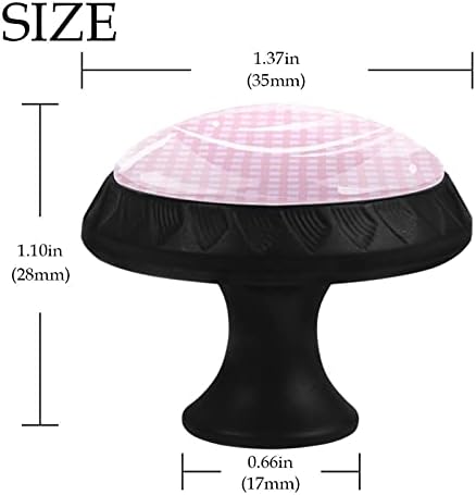 12 komada ružičastih kariranih staklenih dugmadi za Komode, 1,37 x 1,10 u okruglim kuhinjskim ormarićima