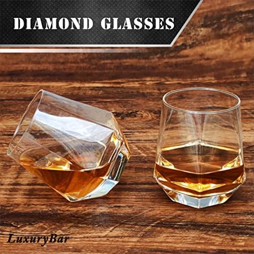 Diamond 4-stakleni set dekantera za viski sa čašama, Setovi dekantera za viski za muškarce, dekanter