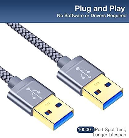 JSAUX USB 3.0 A muški kabl, USB do USB kabla 1,5ft Tip mužjaka do muški kabel dvostruko završni USB