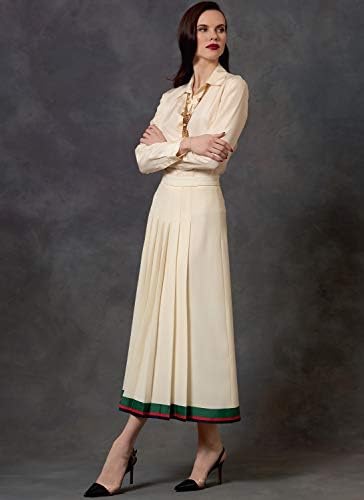 Vogue V1643A5 Jakna za žensko jaknu, opremljena haljina i nagnuta suknja uzorak, veličine 6-14, bijela