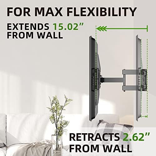 USX Mount Full Motion TV zidni nosač za televizore od 37-86 inča do 132 lbs, zidni nosač televizora sa dvostrukim artikulirajućim rukama, max vesa 600x400mm. Odgovara 8/12/16 inčni stud za drvo