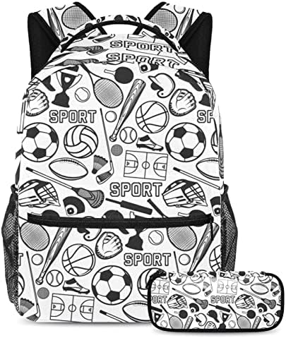 Tbouobt putni ruksak set lagan laptop casual ruksak za žene muškarci, crtani sportski uzorak fudbalska odbojka