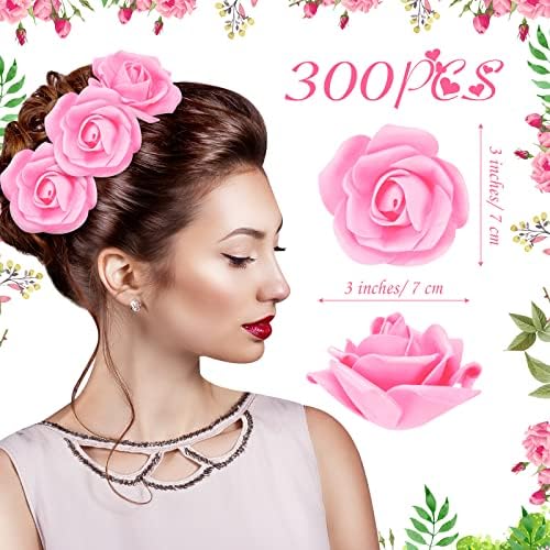 Geosar 300 kom. Artificial Rose Cvjetne glave 2,7 inča Real Touch 3D lažne ruže Bulk pjene umjetne ruže