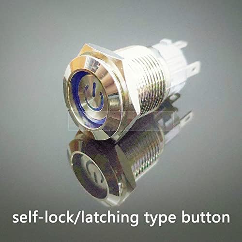19 mm metalni gumb dugme za zatvaranje momentalnog vodootpornosti LED lampica Simbol ravna glava plavi zeleni
