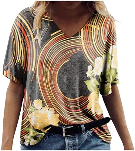 Plus veličine za žene Ljeto kratki rukav seksi V izrez T-majice Tunic casual labave meke majice Dressy Bluzes