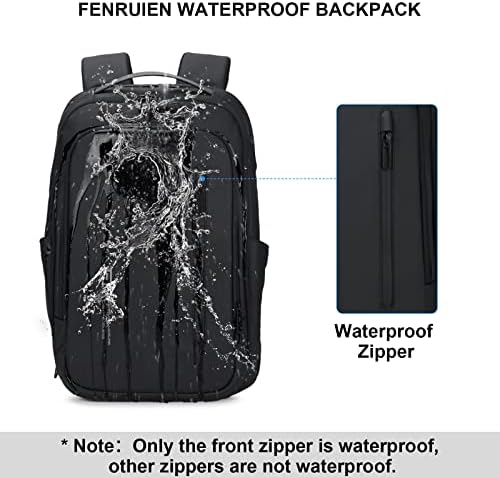 FENRUIEN poslovni ruksak za Laptop 15,6 inča, proširivi tanak ruksak za muškarce sa USB portom, vodootporna Računarska torba za putovanja / fakultet/posao, Crna